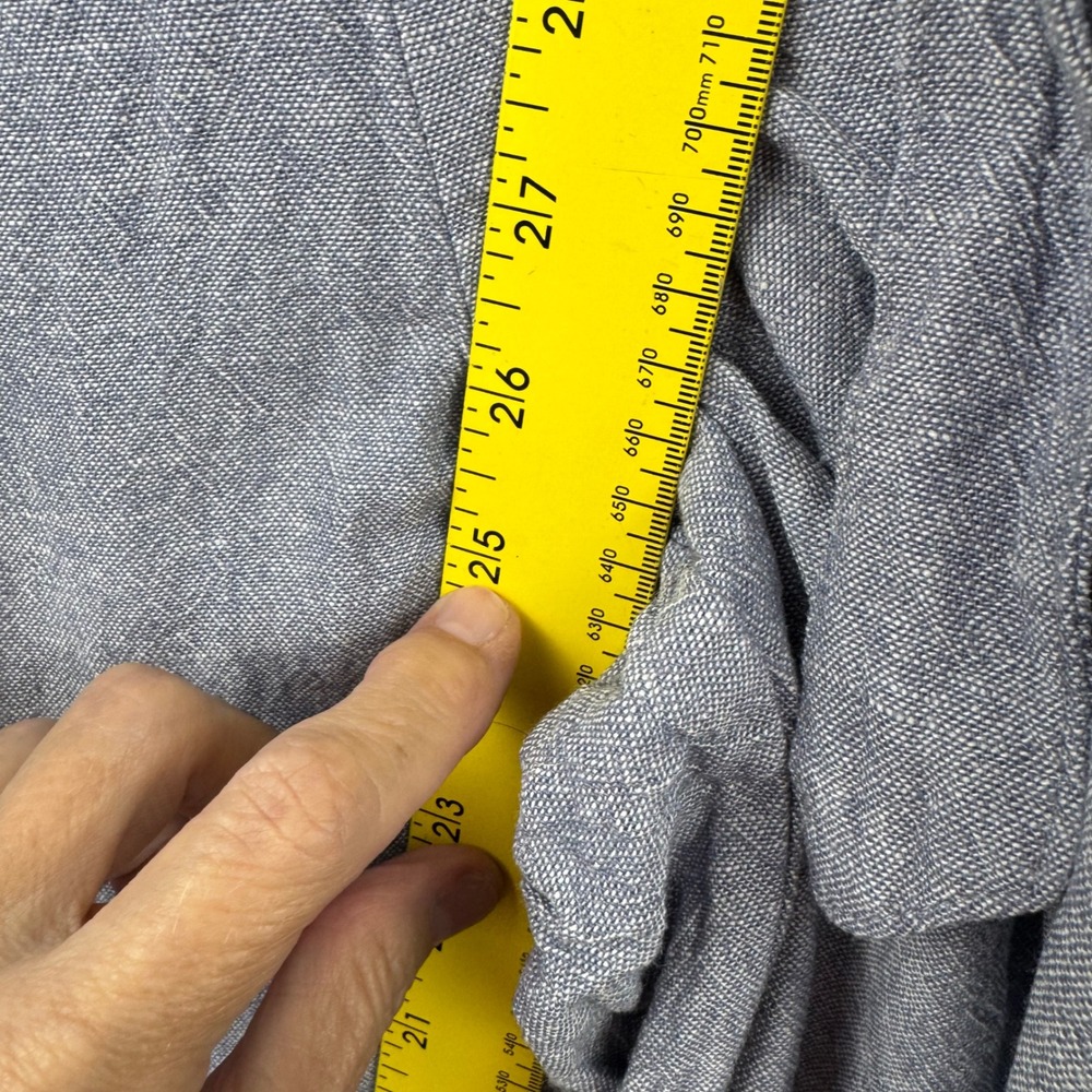 Anne Klein Paperbag Waist Pants Womens Large Blue Linen Blend Belted Casual Chic - Picture 10 of 13